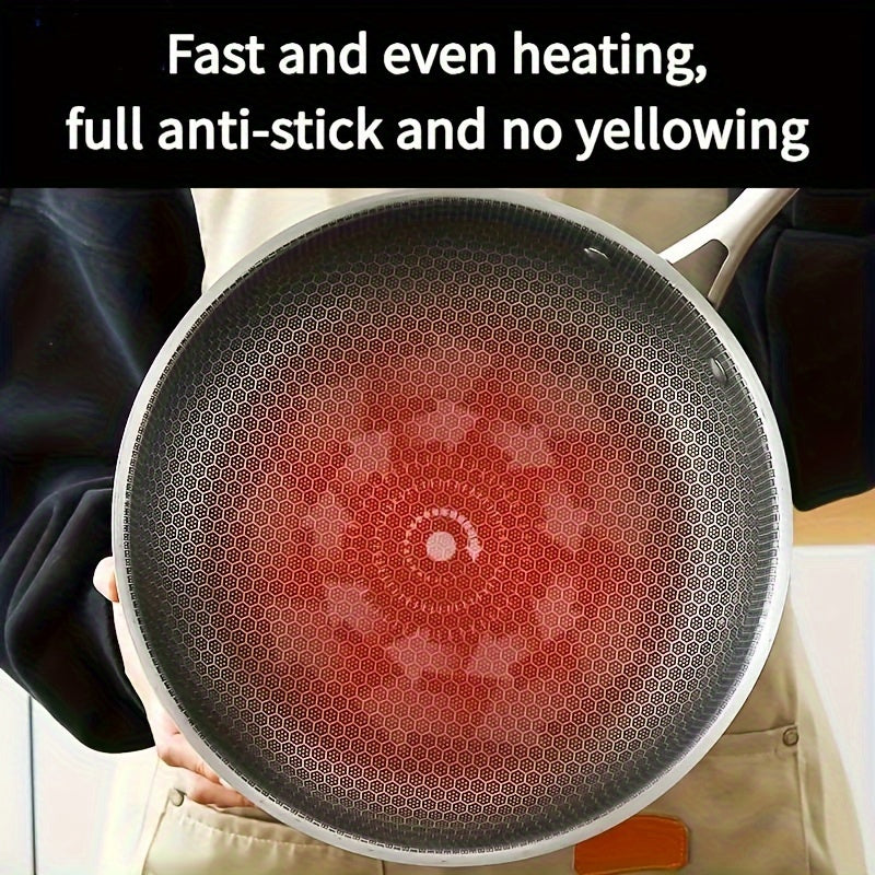 Stainless Steel Skillet with Honeycomb Design for Kitchen and Outdoor Cooking