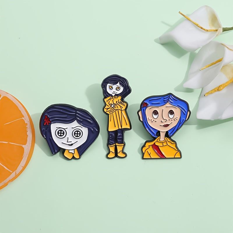 Set of 10 Cartoon Anime Enamel Pins, Metal Brooches, Quirky Collectible Fashion Accessories