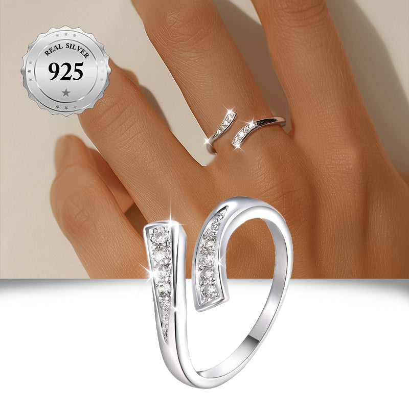 Women's Sterling Silver Infinity Open Ring with Cubic Zirconia