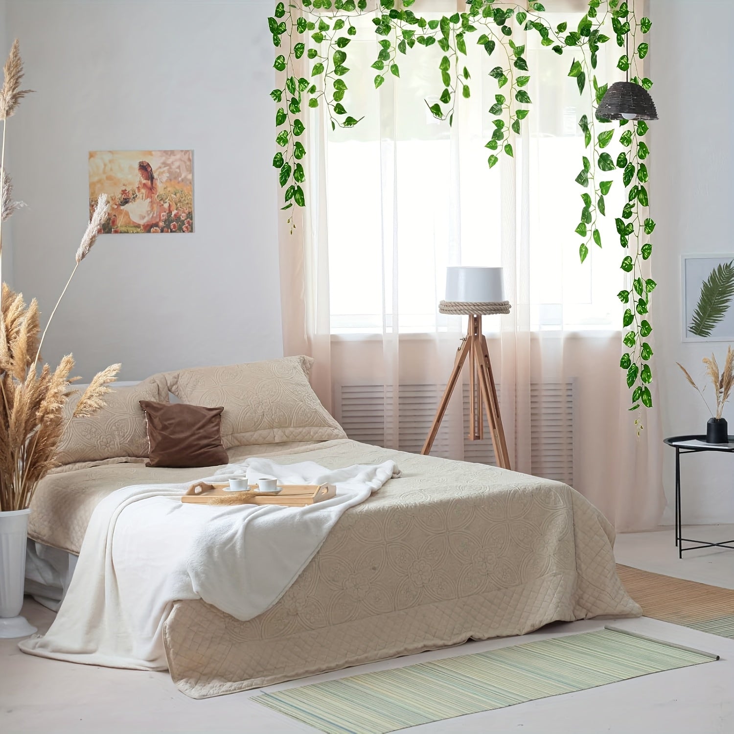 Sun'iy ivy garlandi 12/24 dona Batareya talab qilmaydi Ichki va tashqi devor bezaklari