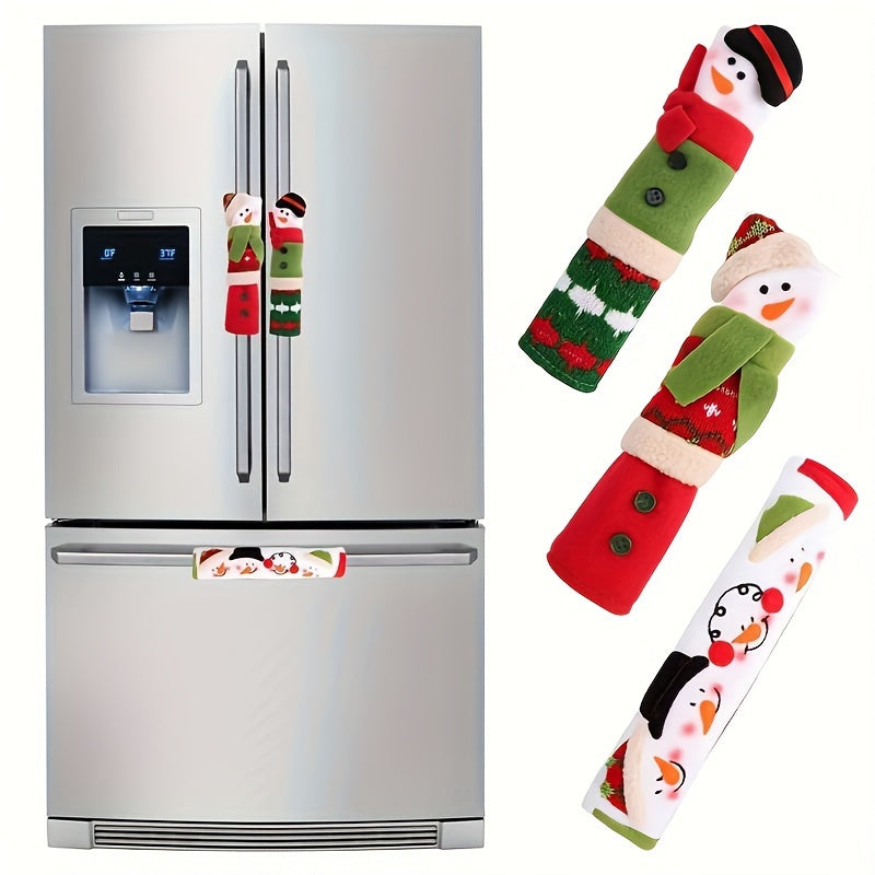 Set of Three Christmas Gingerbread Refrigerator Door Handle Covers Kitchen Decor