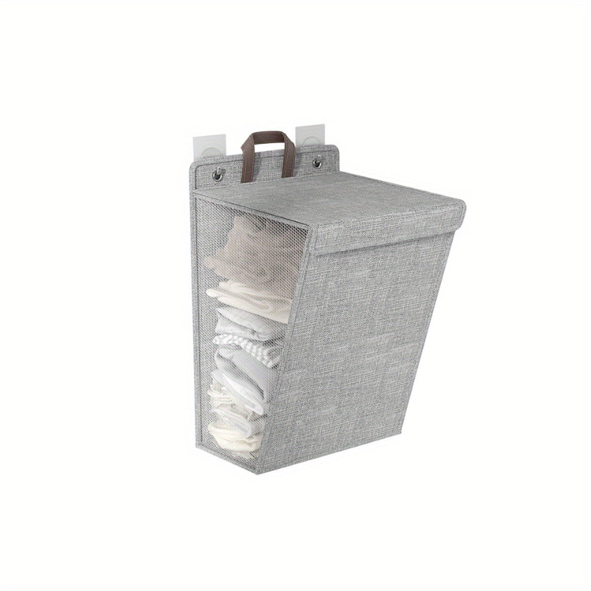 Fabric Wall Hanging Hamper with Multiple Compartments for Laundry Organization in Bathroom Bedroom or Living Room