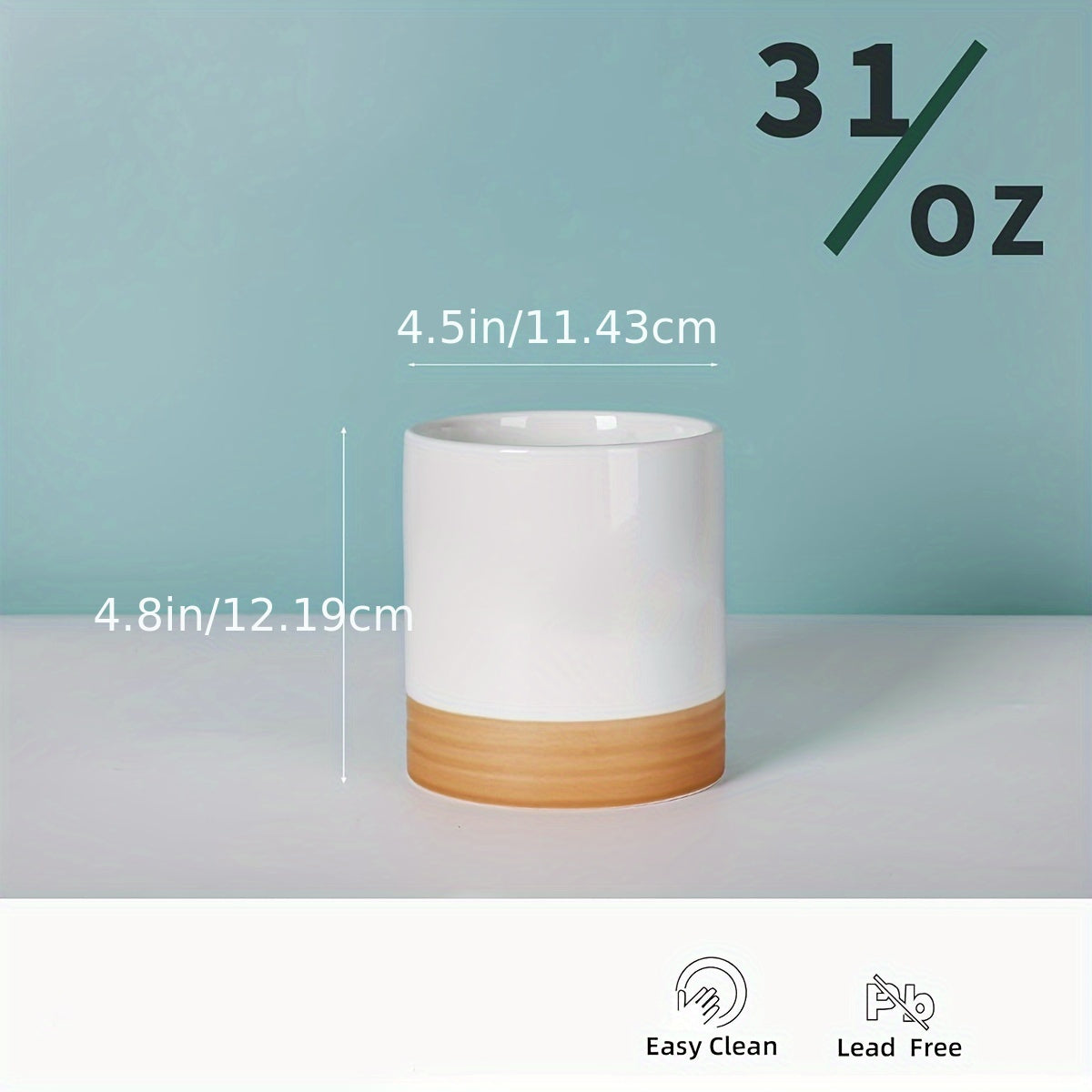 Ceramic Utensil Holder for Kitchen Countertop, 10.41cm, Food Storage Organizer