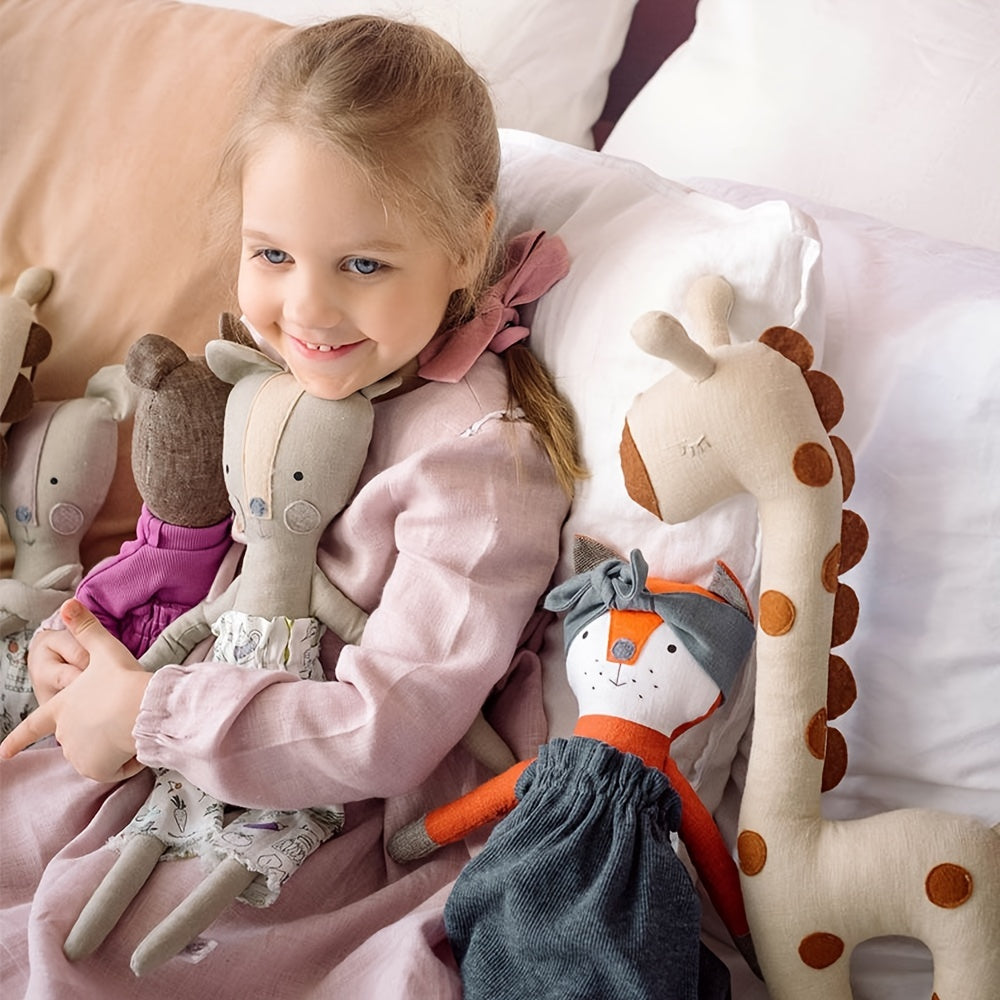 Plush Toy Gift Set Featuring Cartoon Animal Dolls Baby Giraffe Chicken Goose for Kids