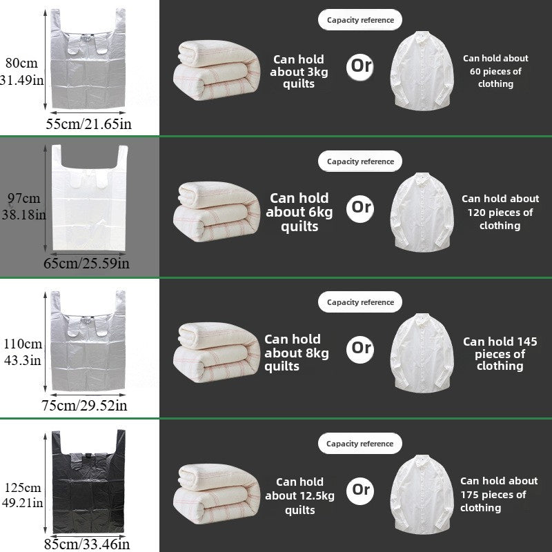 Paquete de 10 bolsas de plástico de uso pesado para almacenamiento, grandes, a prueba de humedad, con asas, para mudanzas y almacenamiento a largo plazo