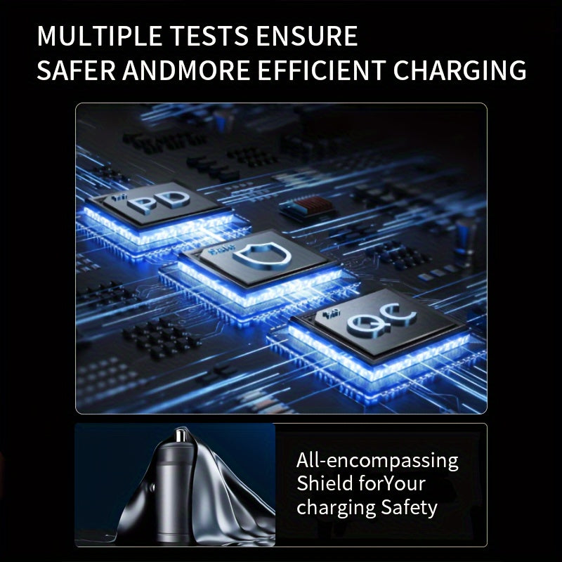 Mini Metal Car Charger 90W Dual USB C PD QC3.0 Fast Charging Adapter