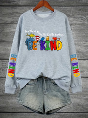 Plus Size Animal Alphabet Print Sweatshirt Casual Crew Neck Pullover Polyester Knit Fall Winter Cozy Top