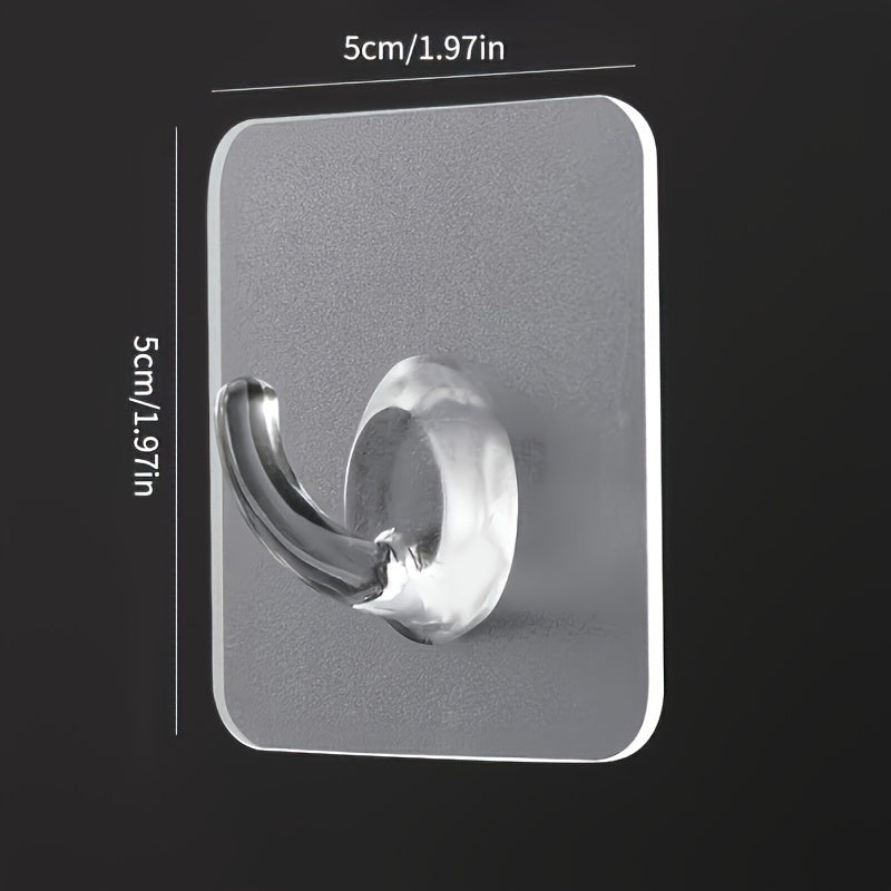 10 Easy-Install Clear Adhesive Wall Hooks Heavy-Duty for Kitchen Bathroom Storage