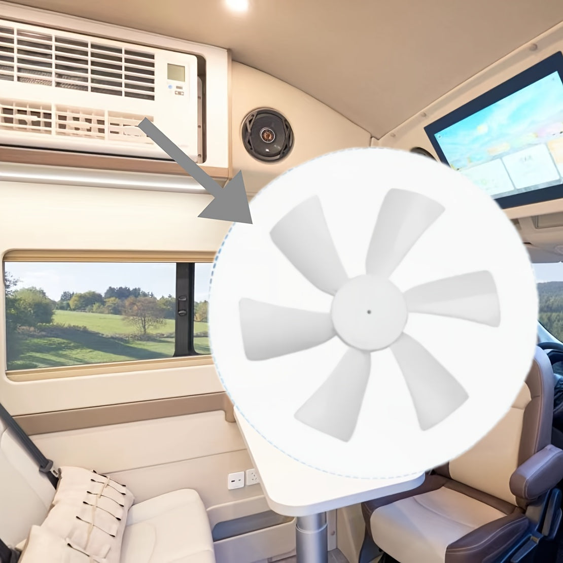 RV Window Vent Fan 15.24 cm ABS Universal Internal D-Shaped Small Fan Blade