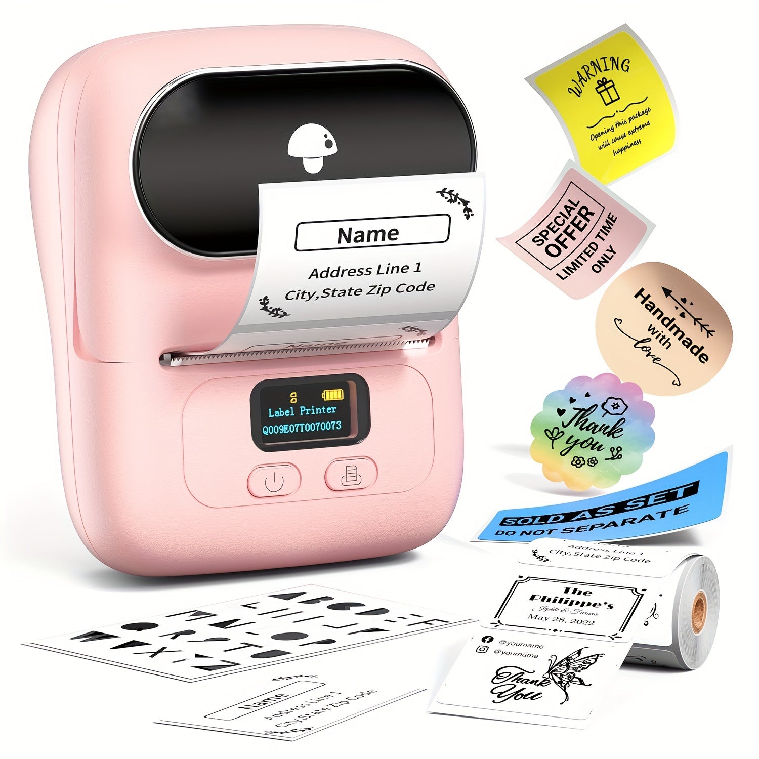 Mini Wireless Thermal Label Printer for Small Business Home Office 0.8-2 Inch