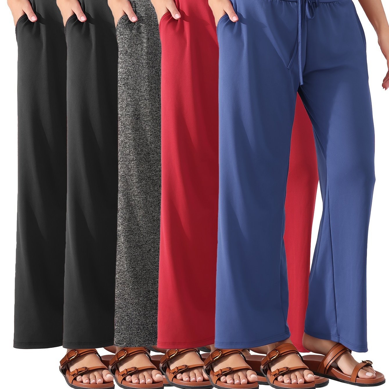 Plus Size Yoga Pants Set of 5 High-Waisted Loose Wide-Leg for Dance Pilates Fitness