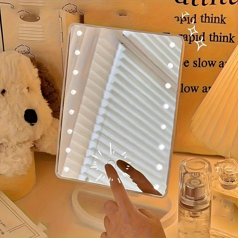 Portable Makeup Mirror with 16 LED Lights Touch Control Adjustable Brightness Battery or USB Powered