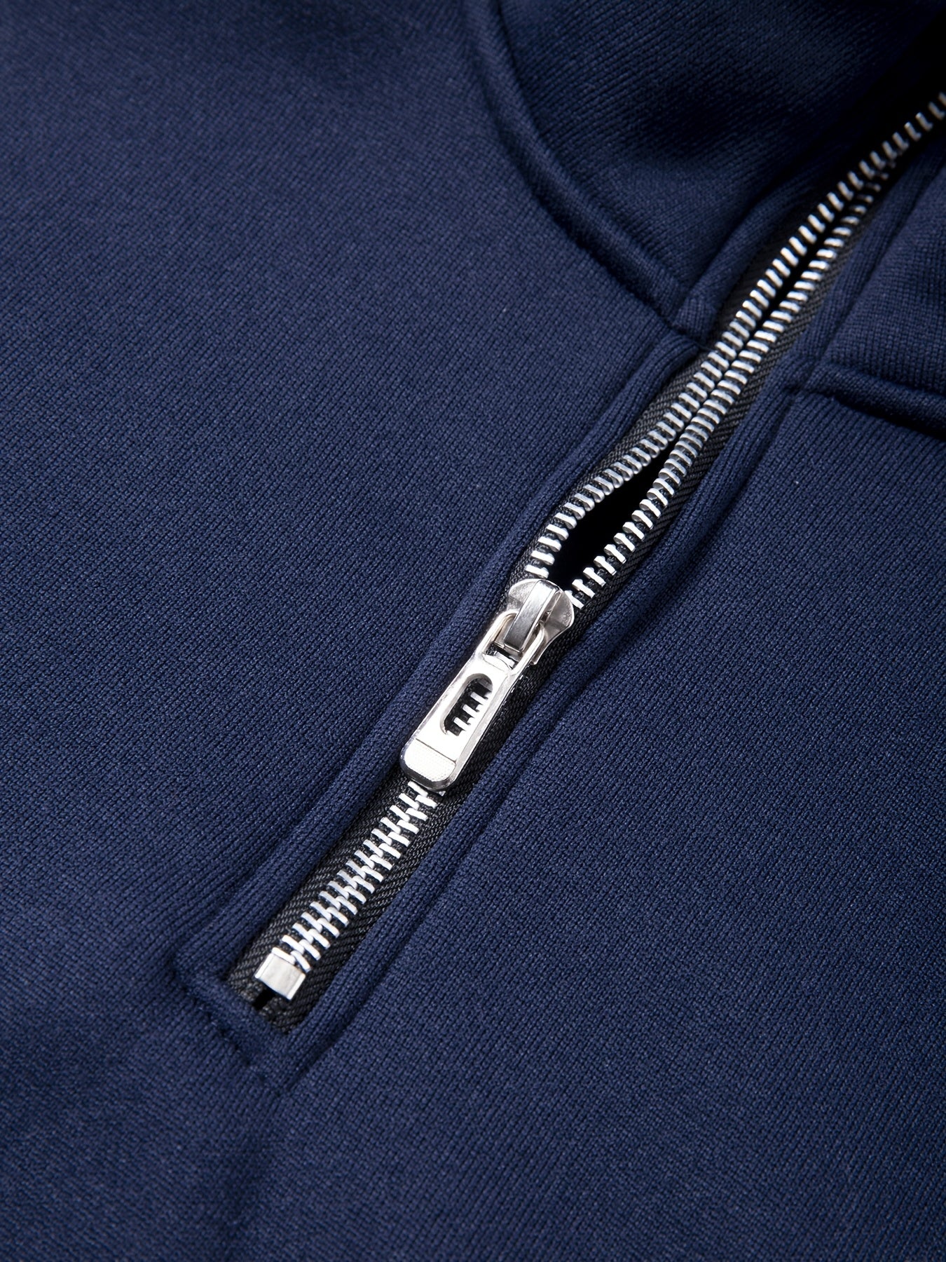 Men's Casual Half-Zip Pullover Sweatshirt Solid Color Polyester Knit Fall Winter Regular Fit