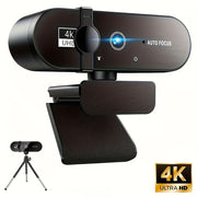 2K 4K Ultra HD vebkamerasi, o'z-o'zini fokuslash mikrofon bilan, o'yinlar, video konferensiyalar va noutbuk uchun
