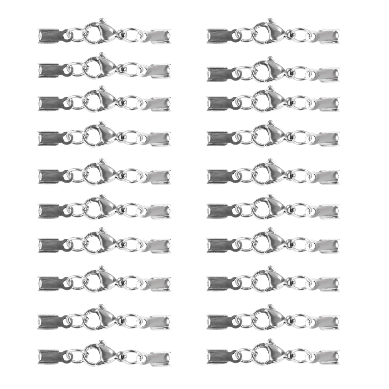 Set of 20 Stainless Steel Rope Buckle Clips for Jewelry Making and Accessories