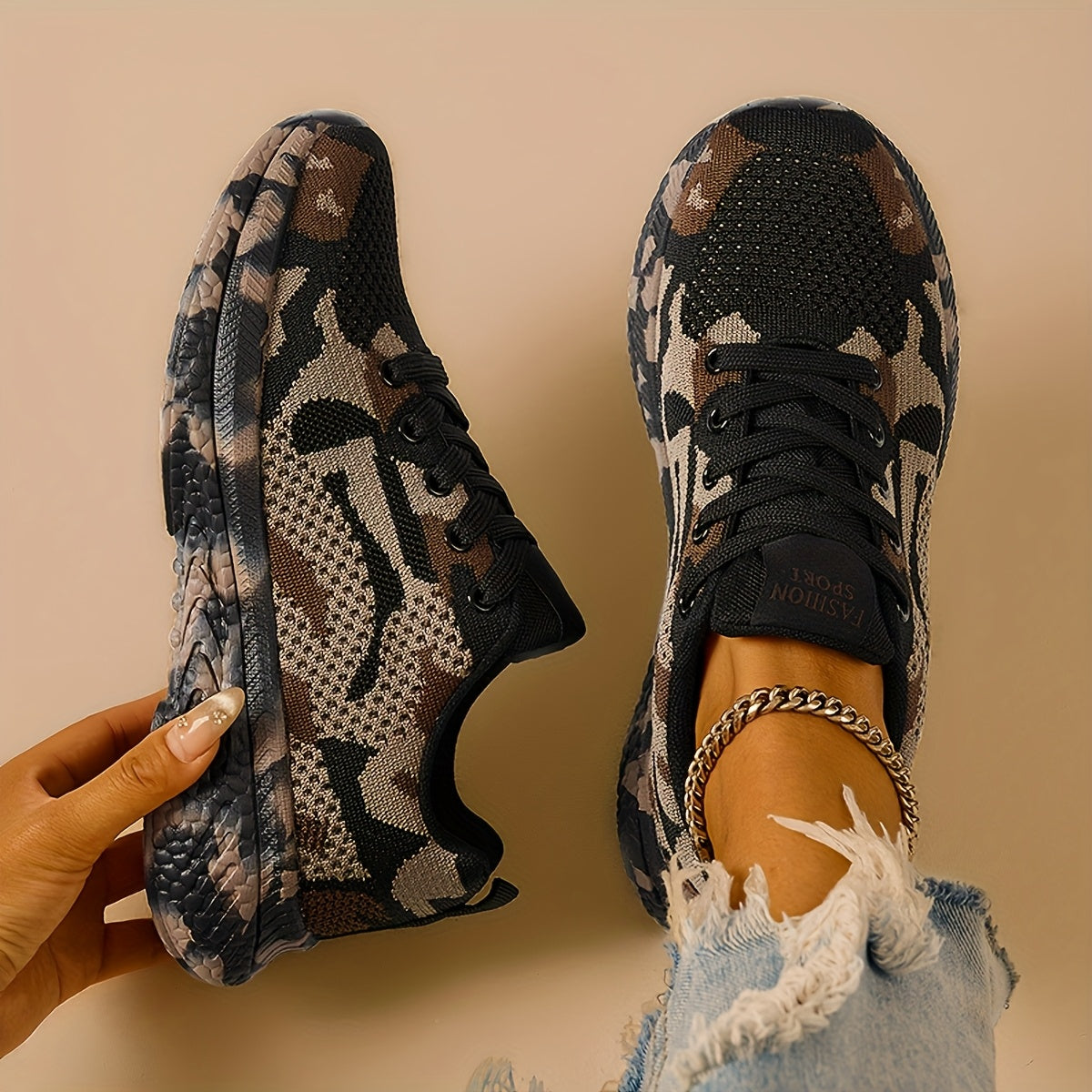 Women's Camo Mesh Sneakers Lightweight Comfort Breathable Shoes