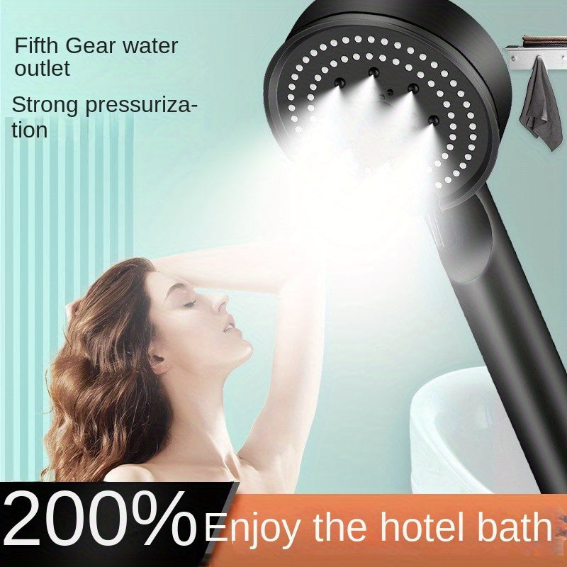 Handheld Showerhead with 5 Spray Modes Black White High Pressure Easy Installation