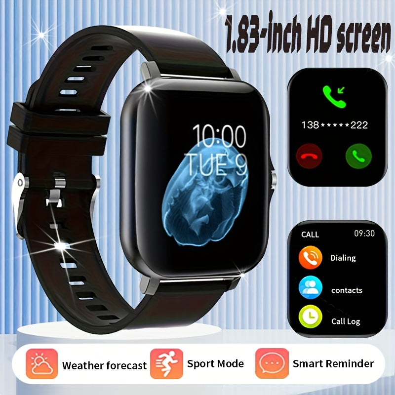 Men Women Alloy Smartwatch 1.83-Inch Touch Screen Sports Watch with Notifications