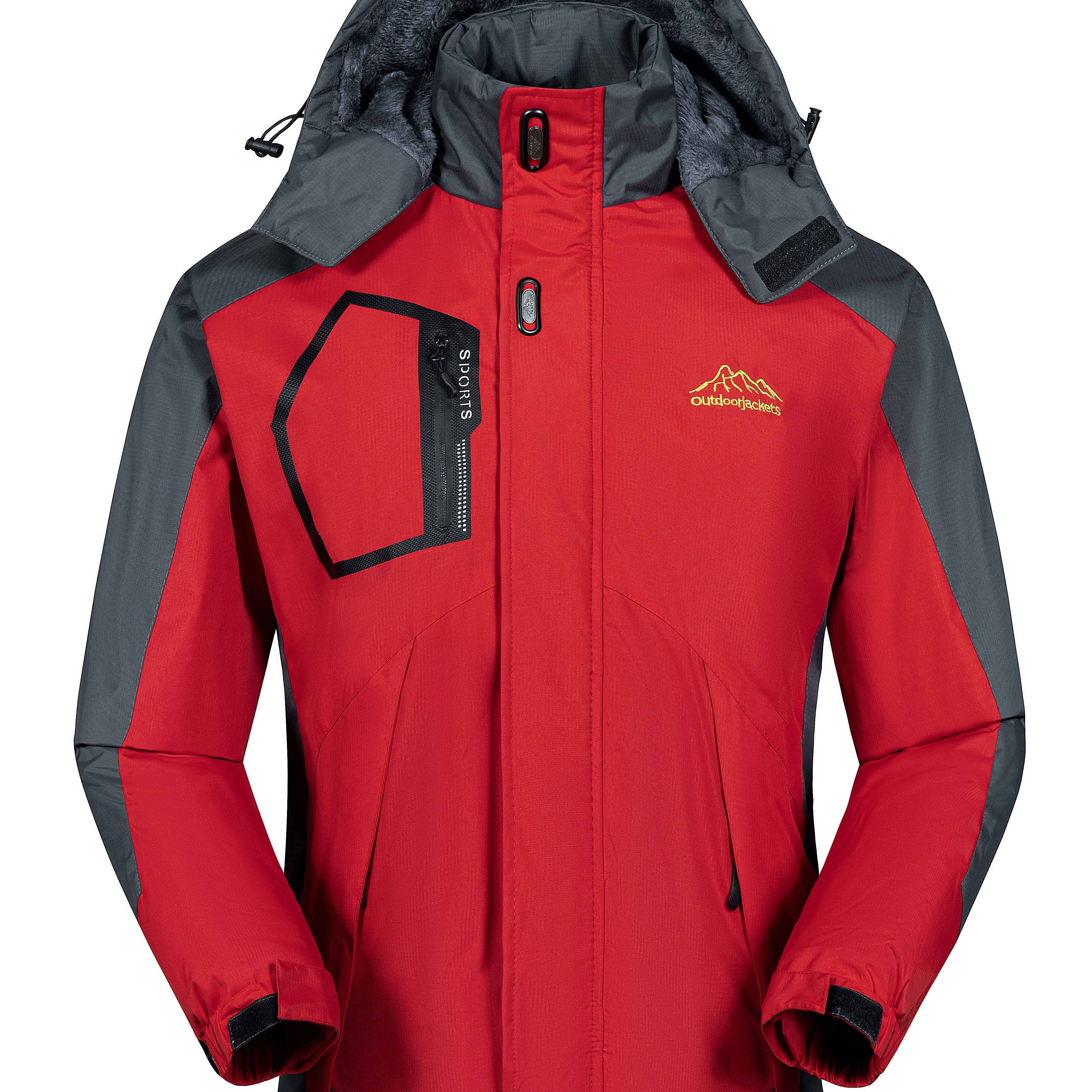 Erkaklar uchun izolyatsiyalangan qishki shamol o'tkazmaydigan kurtka - Fleece bilan qoplangan, suv o'tkazmaydigan va shamol o'tkazmaydigan, kapüşonli, zipli cho'ntaklar bilan, qora va kulrang, sovuq ob-havo uchun tasodifiy uslub.