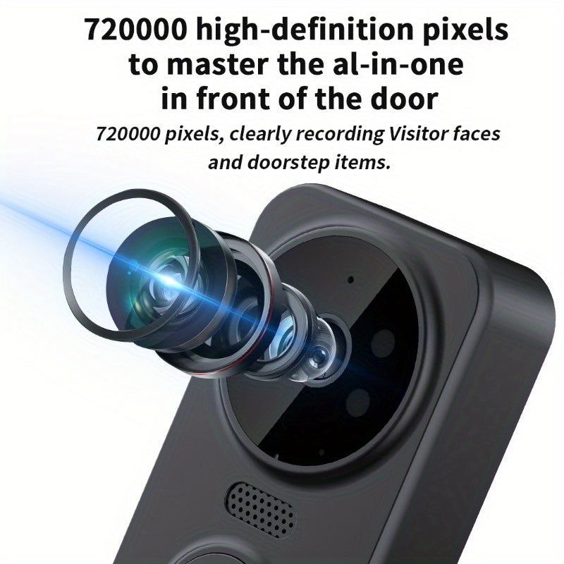 WiFi Video Doorbell with HD Display Two-Way Audio Night Vision Rechargeable Battery Wall Mount