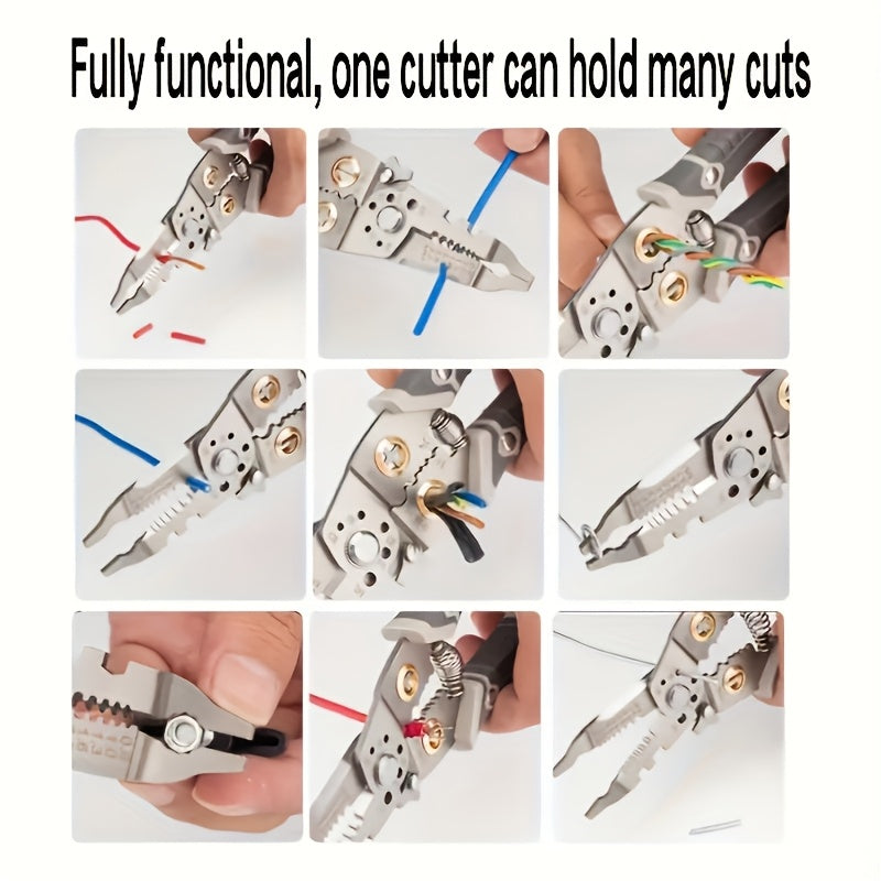 Wire Stripper and Crimping Tool Chrome Vanadium Steel Non-Slip Grip for Electricians