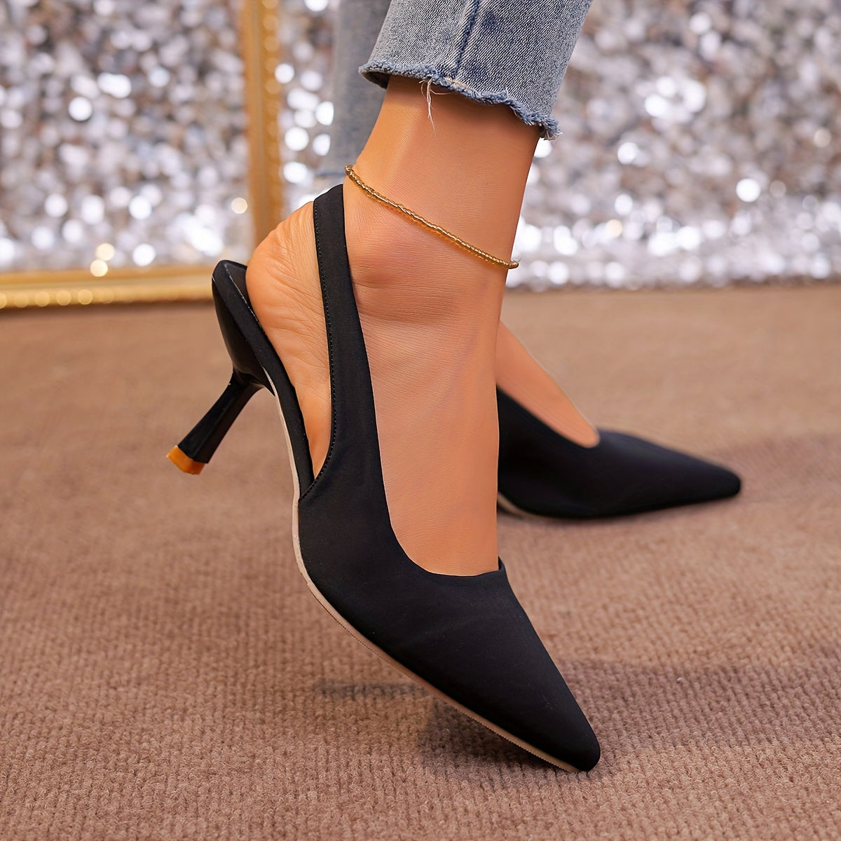 Women's Fashion Solid Color Ankle Strap High Heels Open Toe Pumps