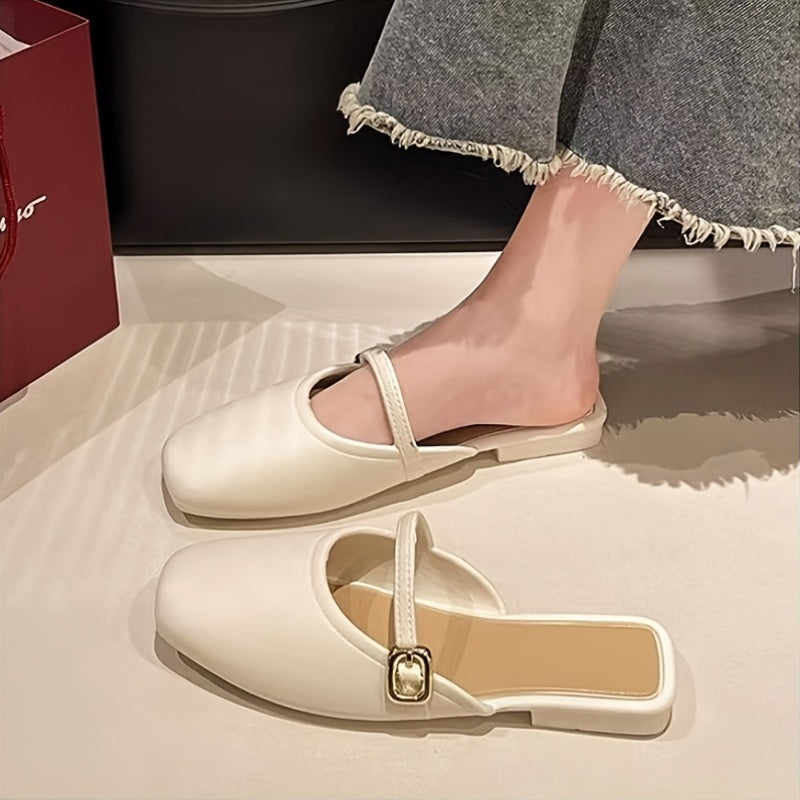 Women's Slip-On Sandals T-Strap Casual Shoes for Spring Summer