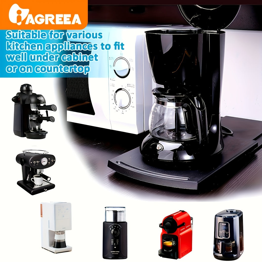 Plastic Non-Slip Coffee Maker Slide Tray with Wheels for Kitchen Appliances