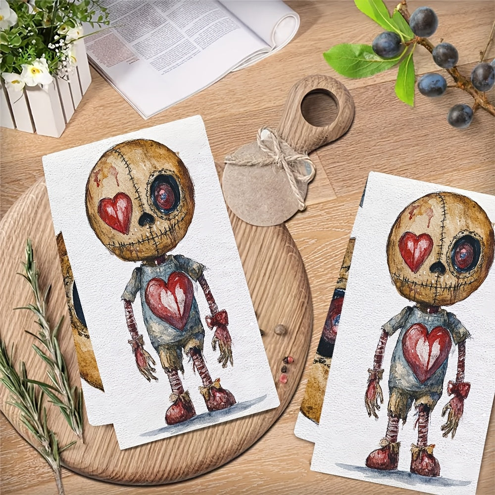 Набор из 2 забавных кухонных полотенец в виде вуду-кукол 40x60 см, впитывающих и легко очищающихся