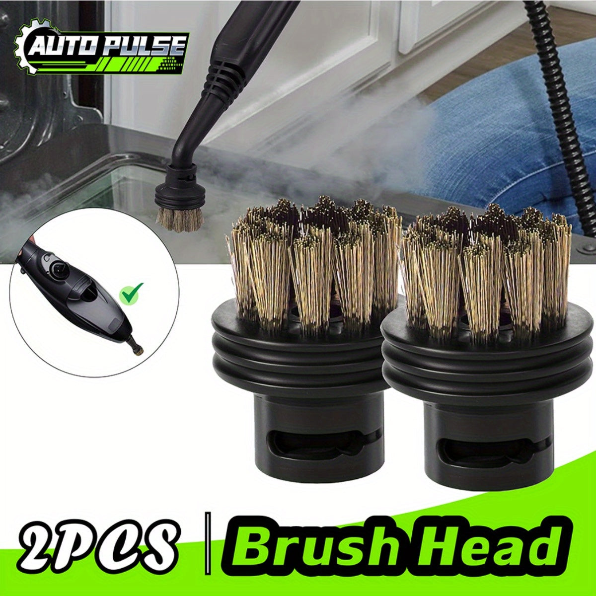 2pcs Steam Cleaner Brush Heads Plastic Replacement for Hard Surfaces