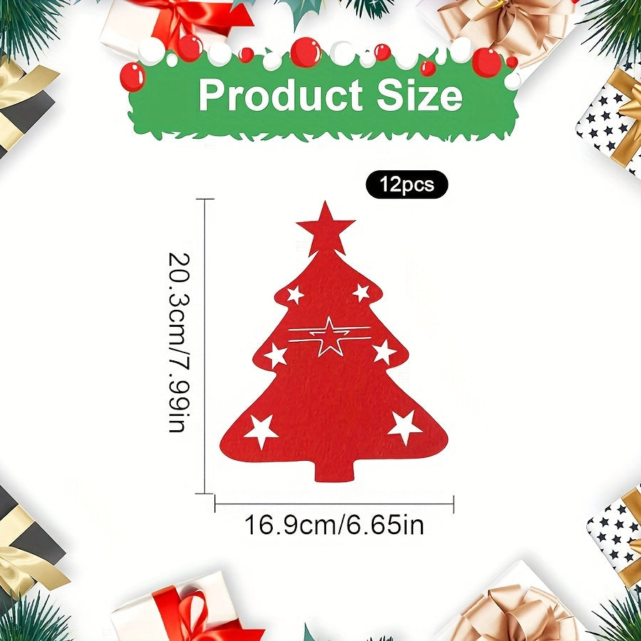 Christmas Tableware Set with 12 Felt Cutlery Holders for Holiday Dining