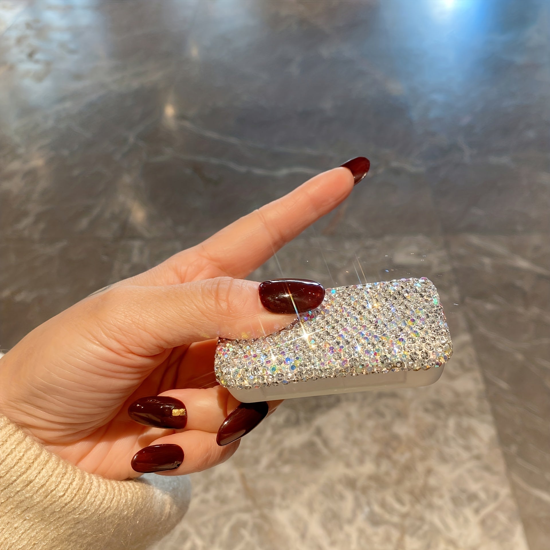 Portable Medicine Box With Artificial Diamonds Sealed Multi-Compartment Storage