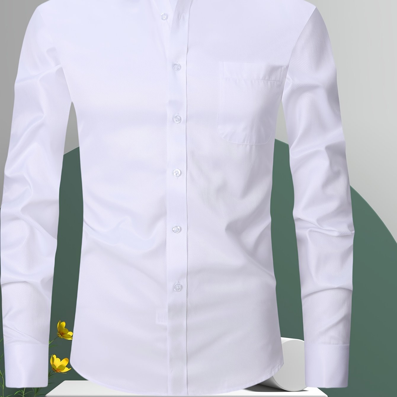 Men's Cotton French-Style Dress Shirt with Stripes and Cufflinks