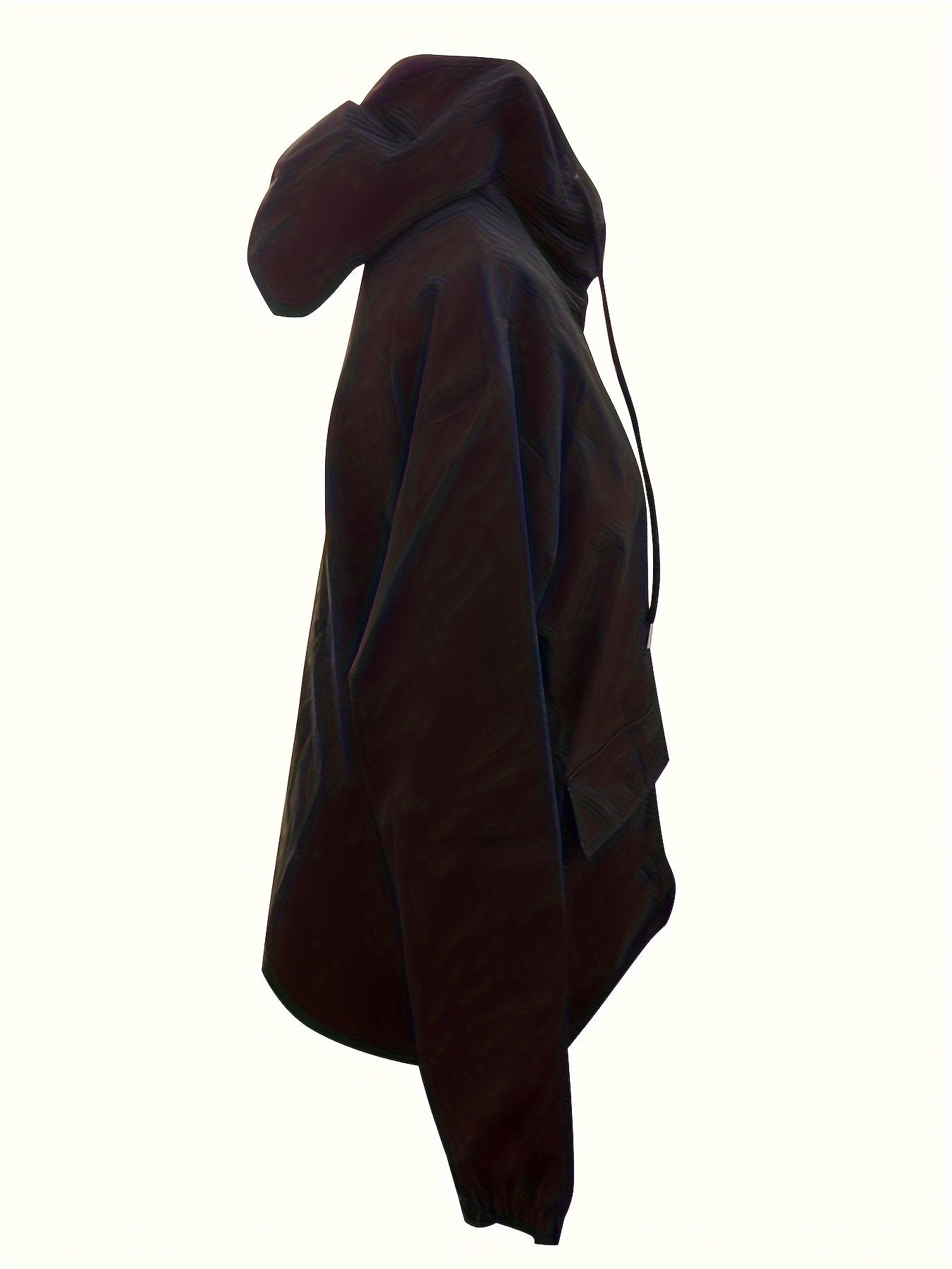 Hooded Drop Shoulder Drawstring Jacket for Women Polyester Casual Spring Fall