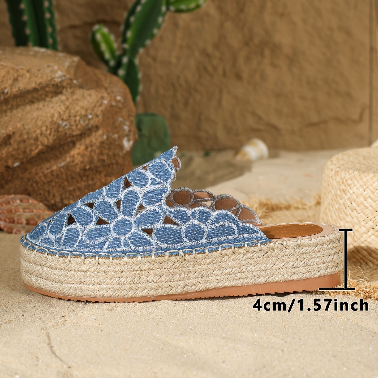 Women's Floral Embroidered Espadrille Sandals Summer Beach Shoes Slip-On