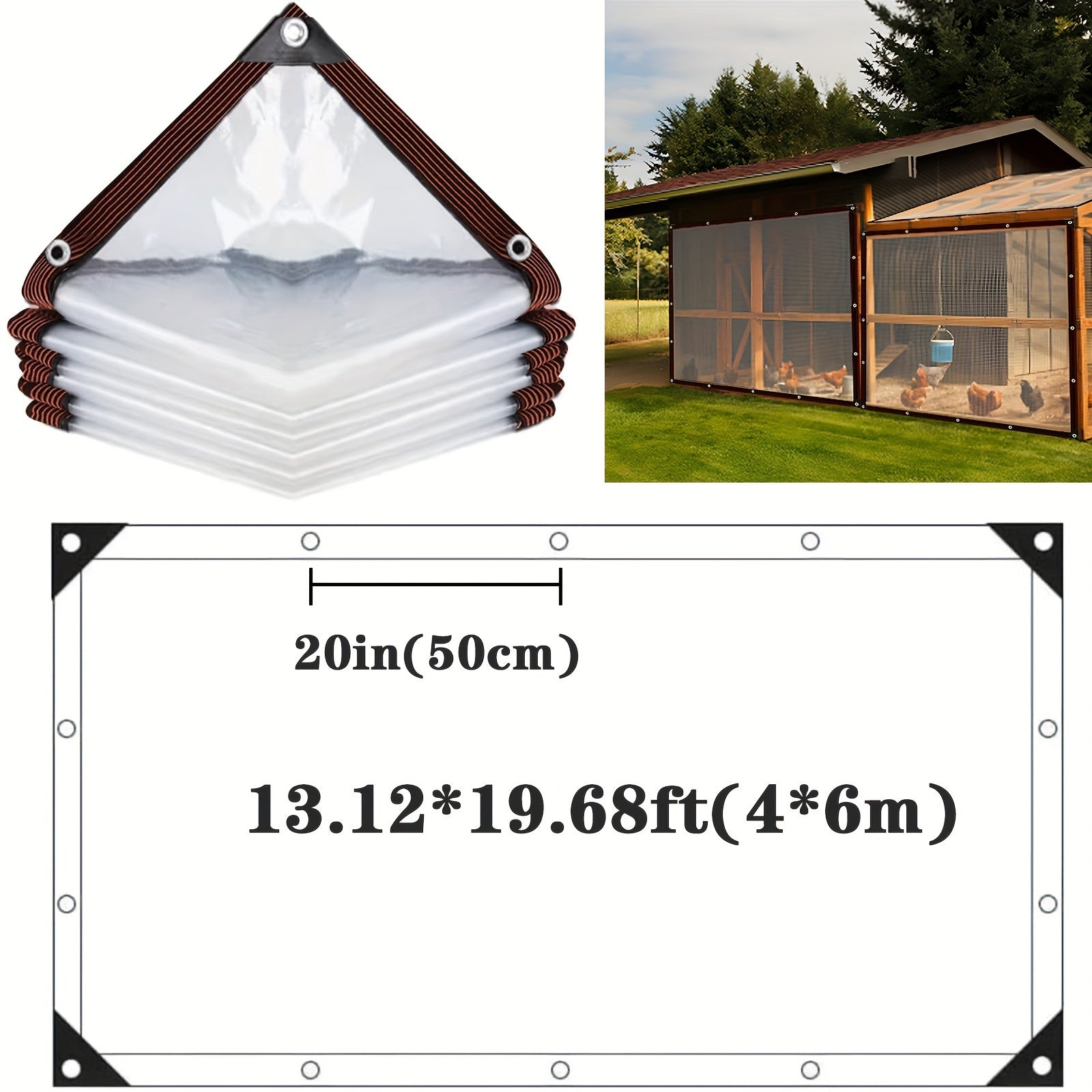 HDPE Transparent Tarpaulin All-Weather Outdoor Waterproof Cover Durable UV Stable Easy Setup