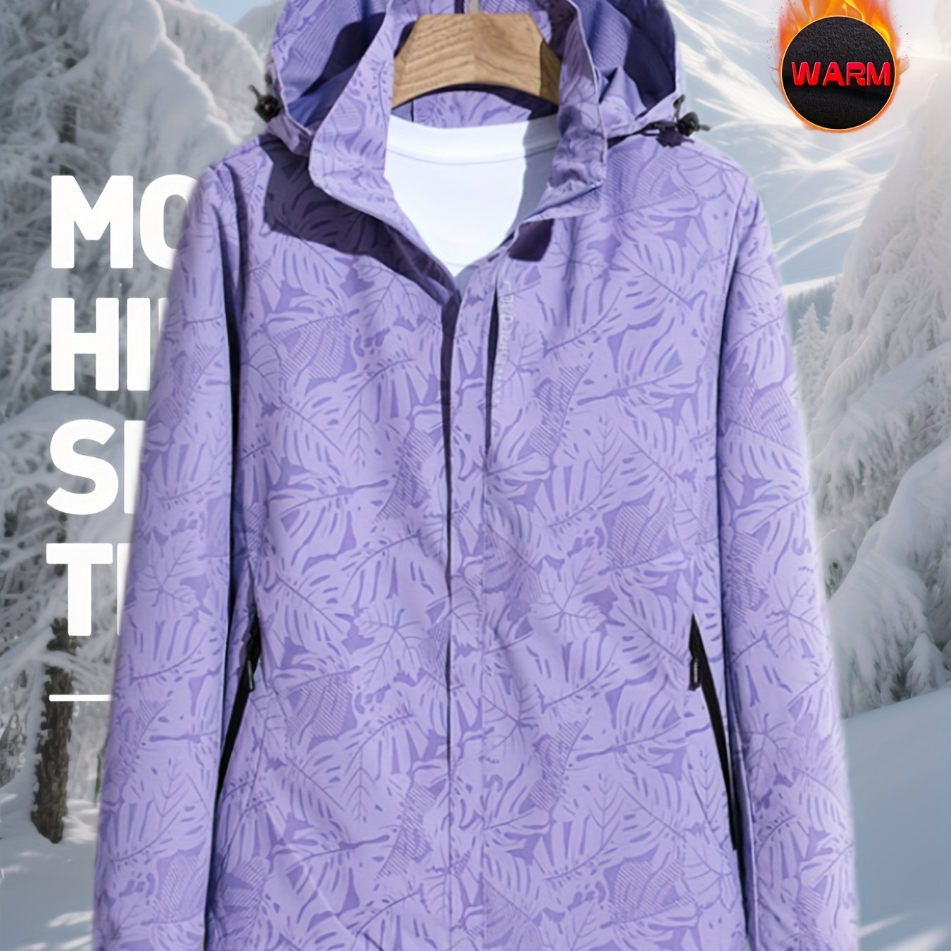 Women's Plus Size Winter Coat Floral Print Long Formal Outerwear with Pockets