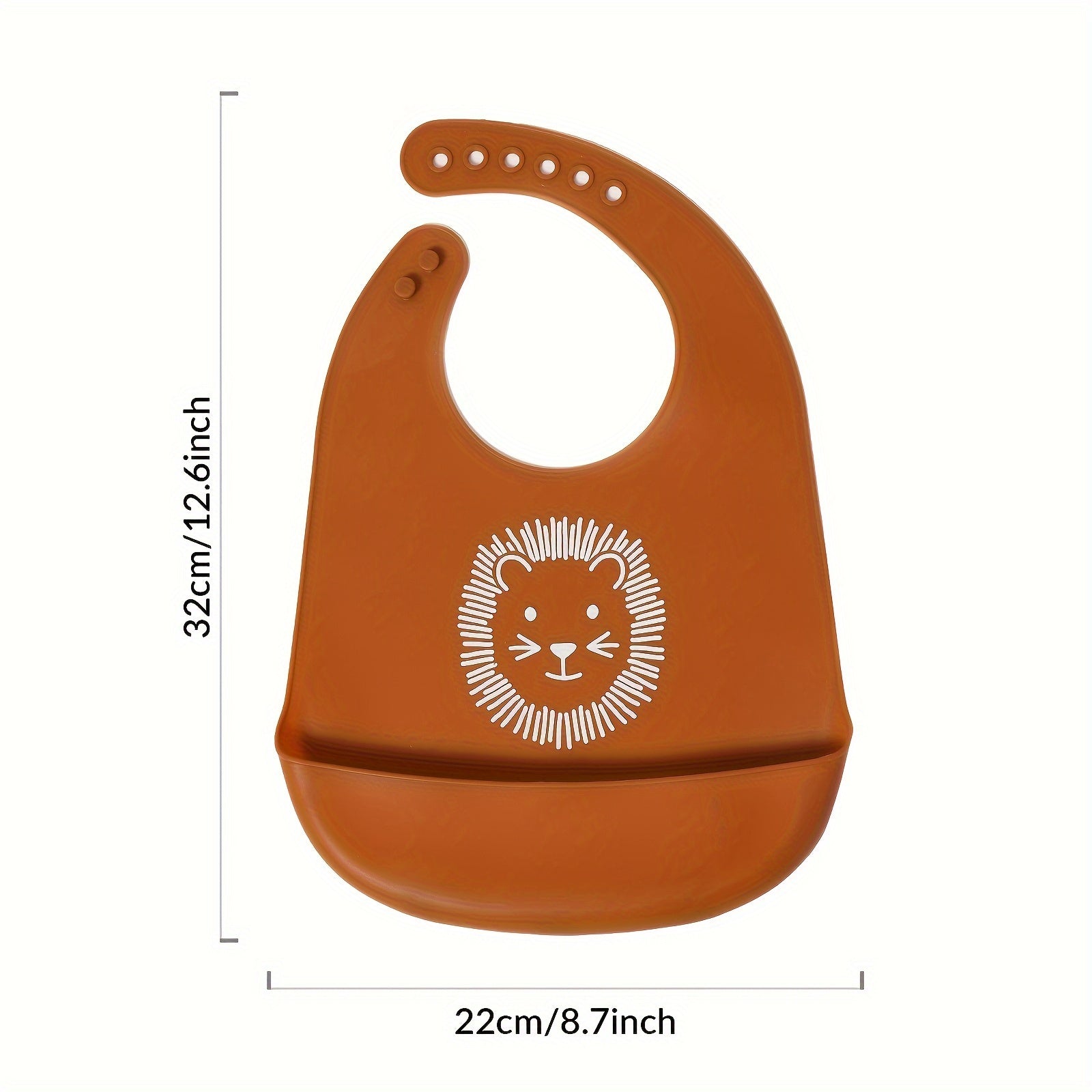Baby Silicone Bib for Infants Waterproof Lion Print Durable Food Catcher