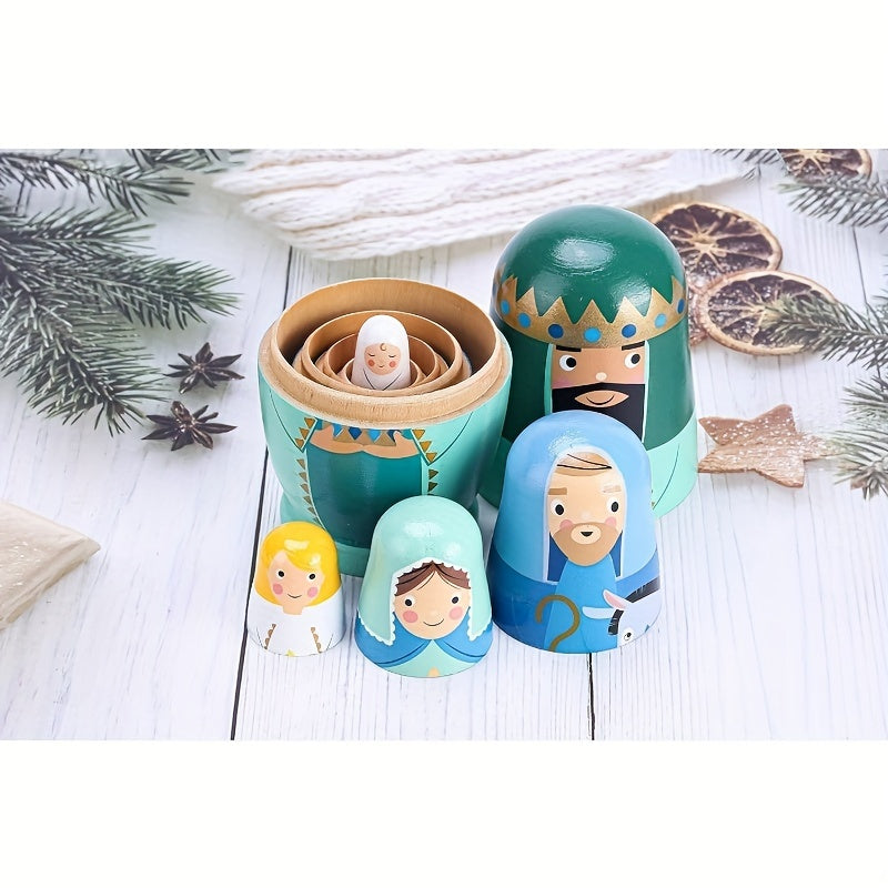 Handmade Wooden Nesting Doll Set for Kids, Gift, Home Decor, Christmas