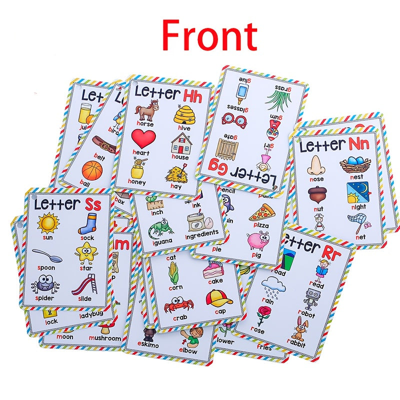 Educational Flash Cards Set 26 Letters Phonics Waterproof for Kids