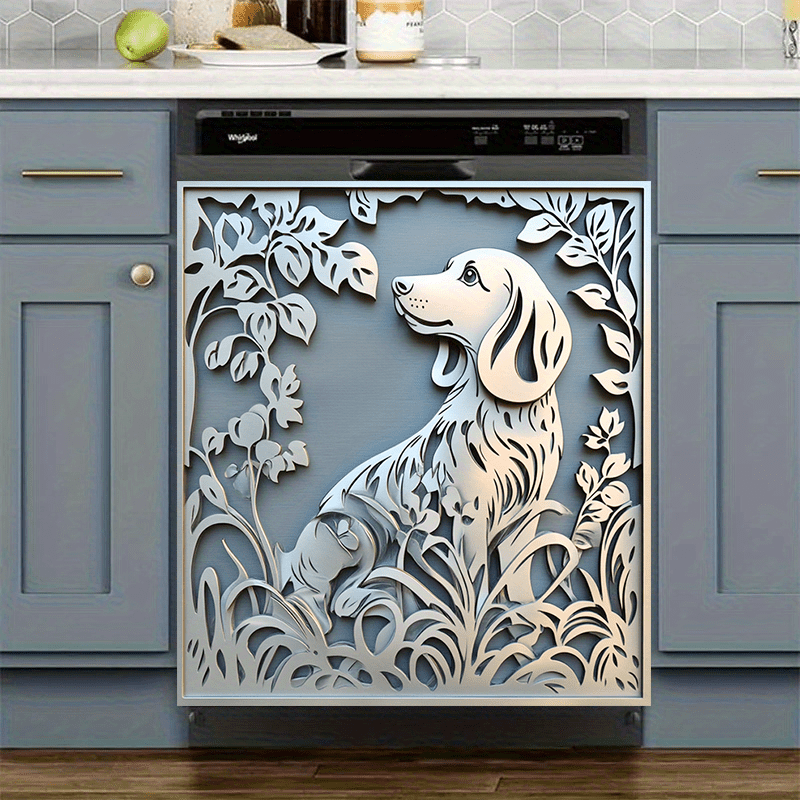 Magnetic Sticker with Floral Design Waterproof Peelable for Dishwasher Fridge Washer Dryer 58.5x65cm