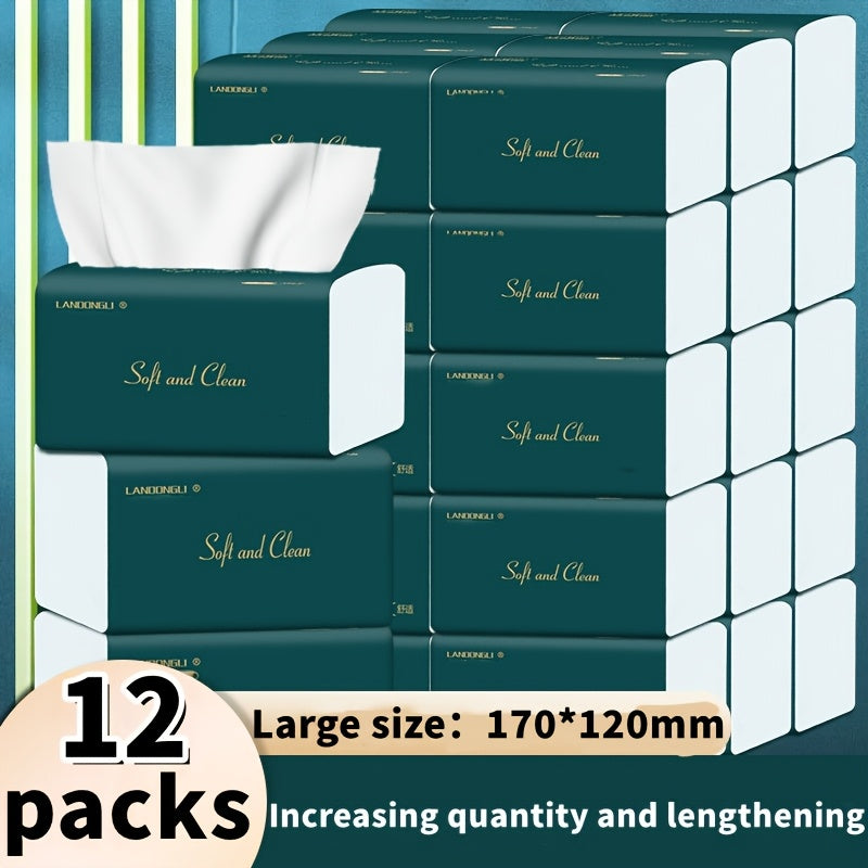 Eco-Friendly Bamboo Pulp Facial Tissues 12 Pack 270 Sheets Recycled Disposable Napkins