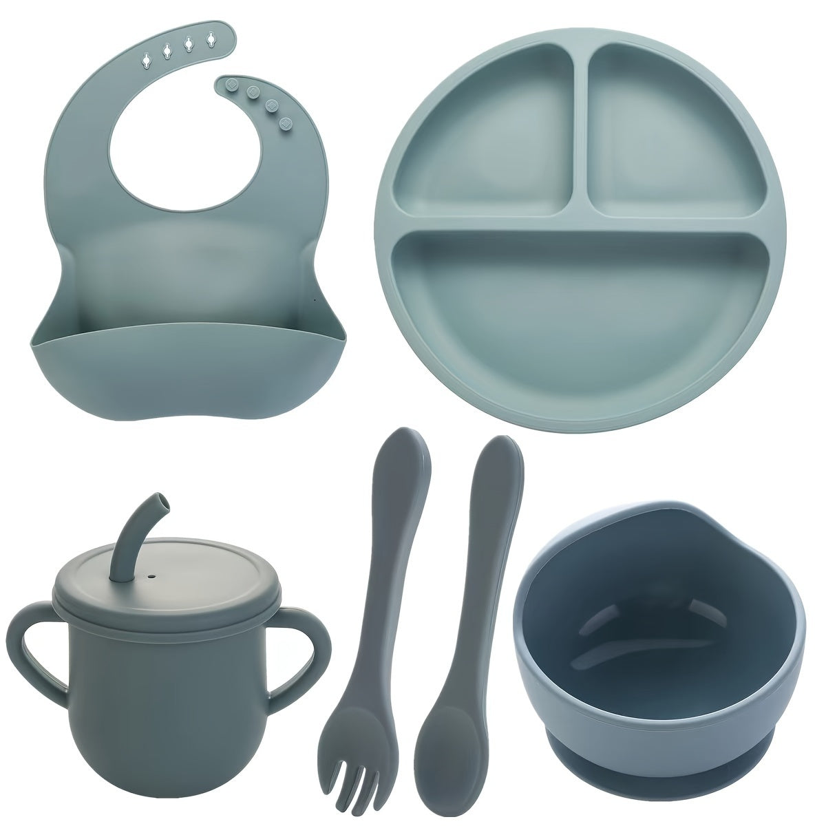 Food Grade Fork Spoon and Silicone Plate Set for Food Supplements