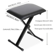 Adjustable Folding Keyboard Bench Black Portable for All Keyboard Instruments