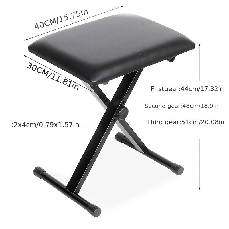 Adjustable Folding Keyboard Bench Black Portable for All Keyboard Instruments
