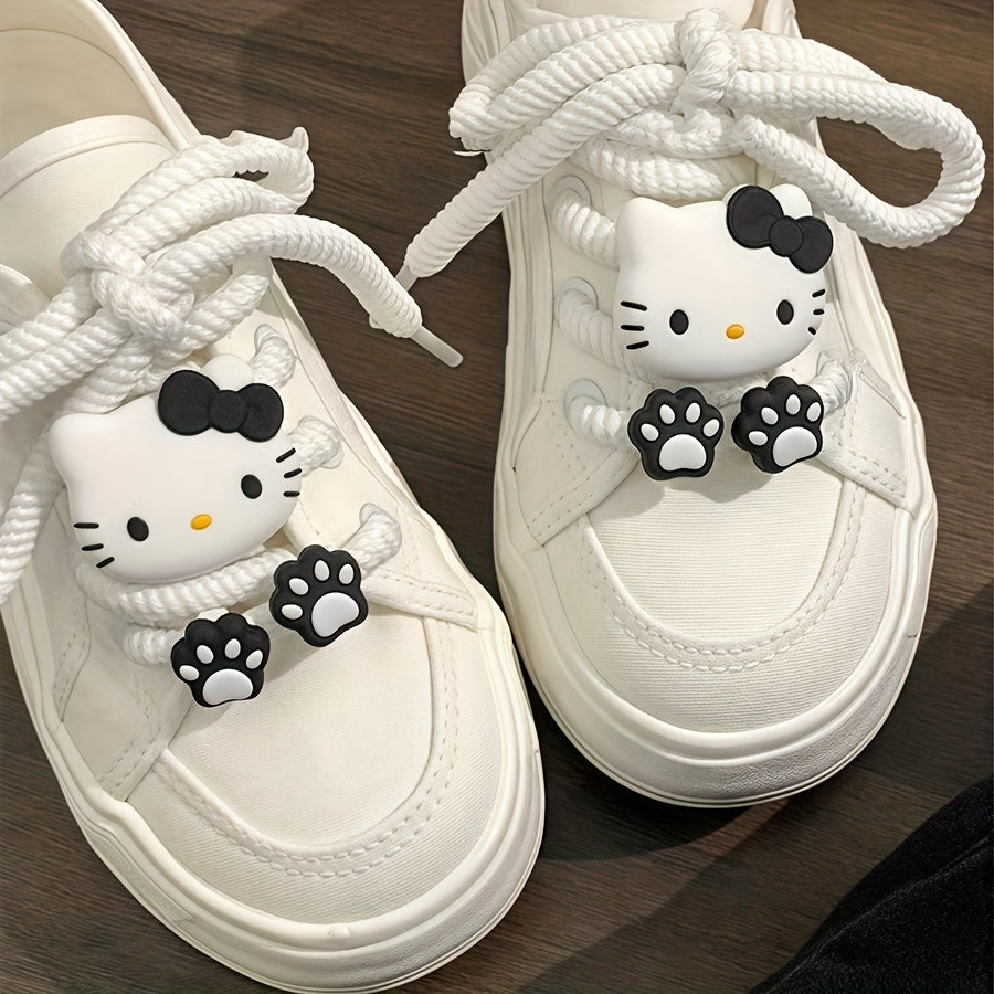 2PCS Girl Shoe Lace Buckles Cute Cartoon Animal Print Sneaker Decor