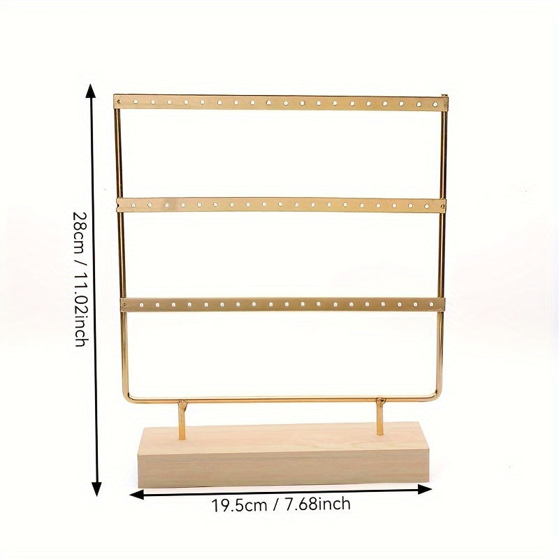 Многоуровневая стойка для железных серег с деревянной основой для хранения и демонстрации украшений
