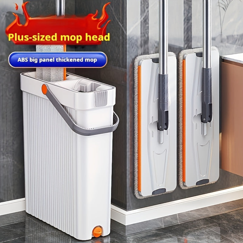 Microfiber Flat Mop and Bucket Set with 2 Washable Pads for Small Spaces