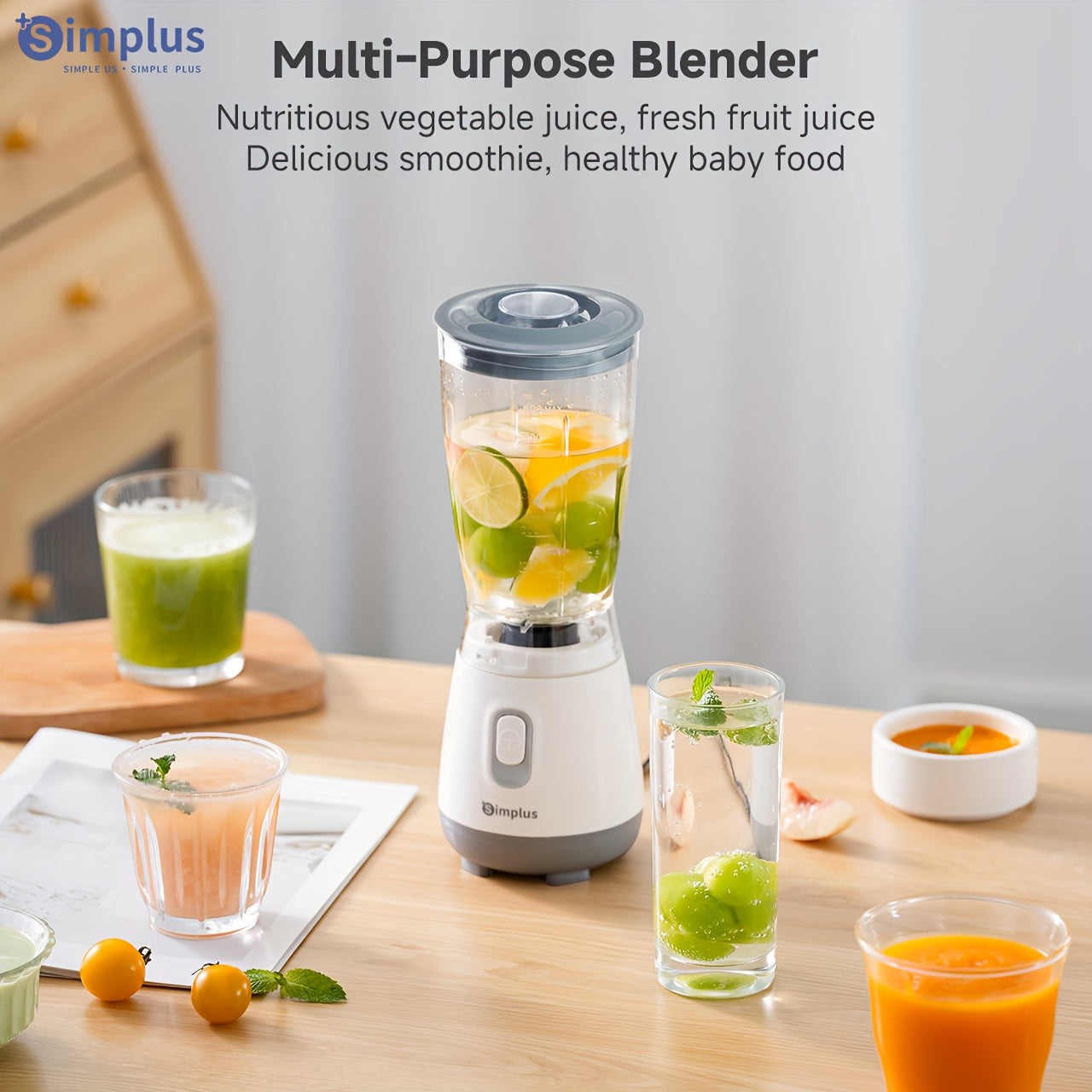 600ml Plastic Blender with Auto Clean Non-Slip Base Push Button 220V