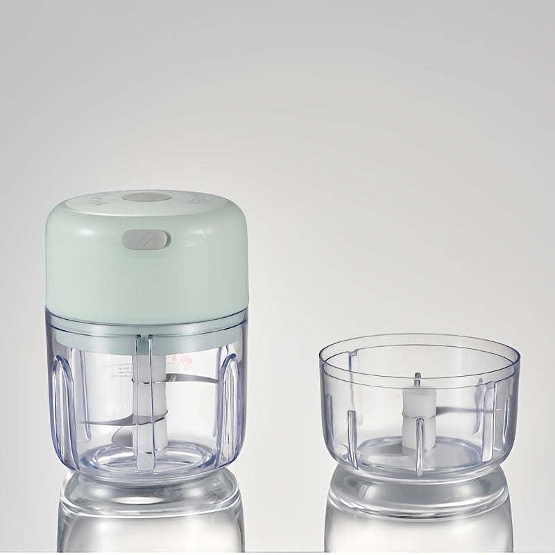 USB rechargeable mini garlic press electric meat chopper transparent design blue LED portable kitchen 100ml 250ml